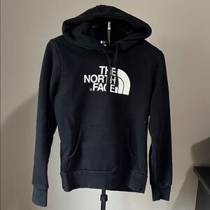 The North Face Womens Black Hoodie with White Logo - Size Small